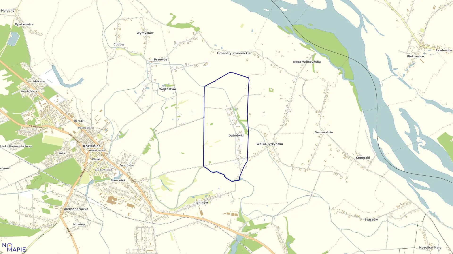 Mapa obrębu Dąbrówki w gminie Kozienice