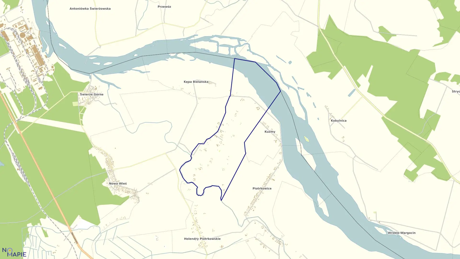 Mapa obrębu Holendry Kuźmińskie w gminie Kozienice