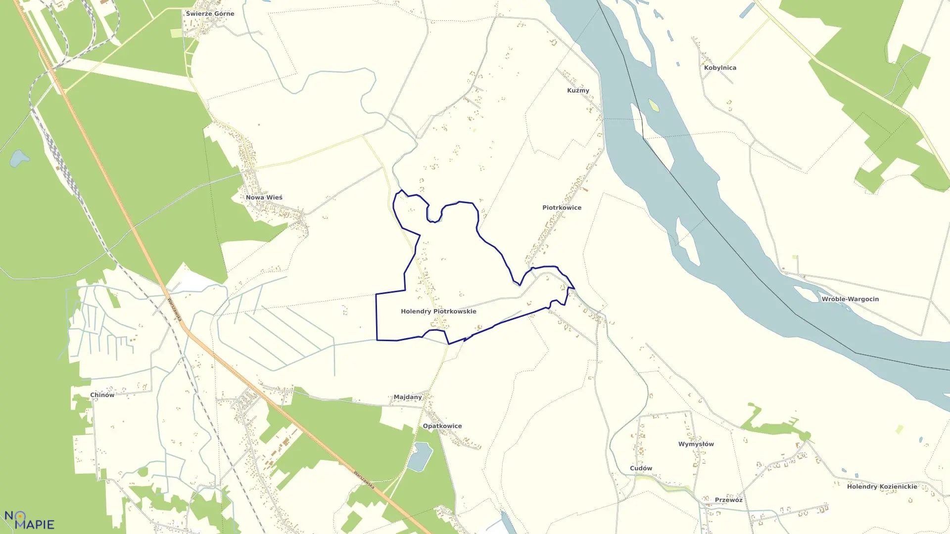 Mapa obrębu Holendry Piotrkowskie w gminie Kozienice